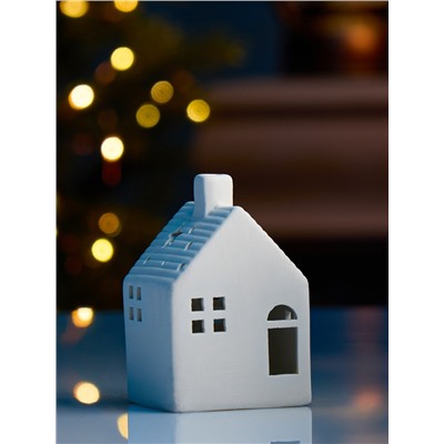 Светодиодная фигура «Дом» 6×6×9.5 см, 1 LED, керамика, от батареек LR44×2, свечение тёплое белое