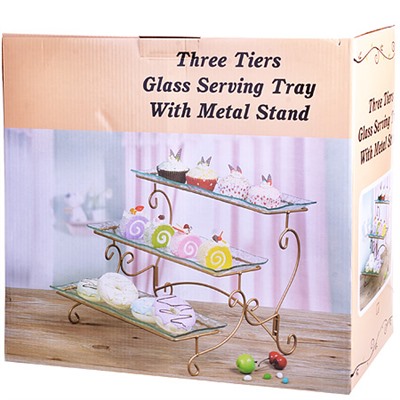 28674 Блюдо на ножке 3-яруса 36х41см LR (х4)