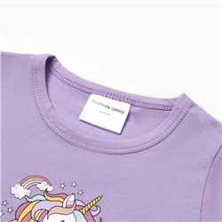 Комплект для девочки домашний (футболка/шорты) "Единорог", цвет сиреневый, рост 104