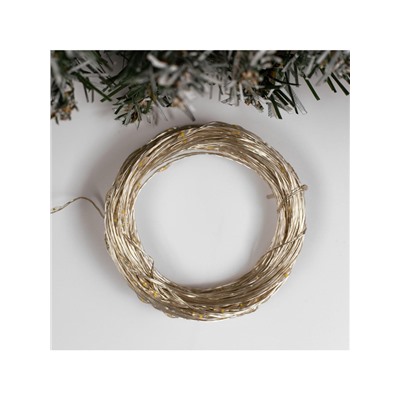 Гирлянда «Нить» 20 м роса, IP20, серебристая нить, 200 LED, свечение тёплое белое, 12 В