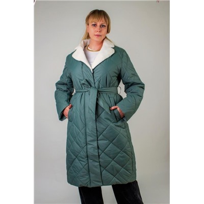 Зимняя куртка пальто с меховым воротником арт.2815 (Бирюзовый)