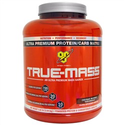 BSN, True-Mass, Ultra Premium Protein/Carb Matrix, шоколадный молочный коктейль, 2,64 кг (5,82 фунта)