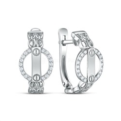 Серьги из серебра с фианитами родированные 925 пробы 04-302-0252-01