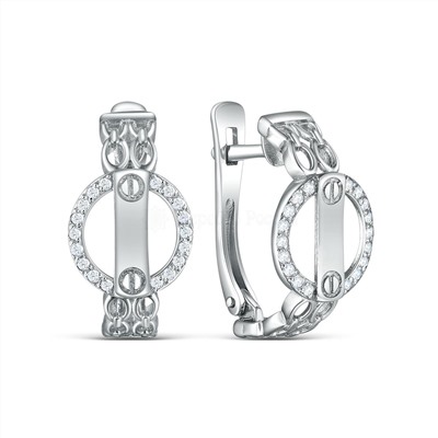 Серьги из серебра с фианитами родированные 925 пробы 04-302-0252-01