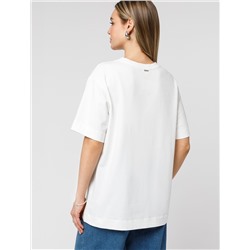 Удлиненная футболка over-size с  принтом стразами