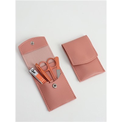 Набор маникюрный, 4 предмета, в футляре, розовый