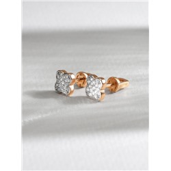 Подвеска из золочёного серебра с фианитами и родированием - Клевер, четырёхлистник 925 пробы 3-296зр200