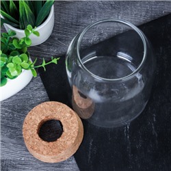 Ваза кашпо для цветов 550 мл бамбуковая крышка / HY-4022 /уп 120/