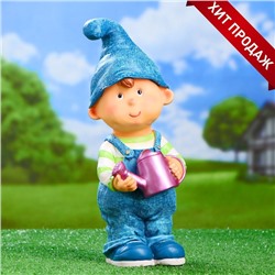 Садовая фигура из полистоуна «Мальчик-гном с лейкой», 33×13×13 см