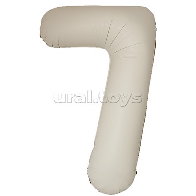 Шар (40''/102 см) Цифра, 7 Slim, Кремовый Латте, Матовый, 1 шт. в уп.