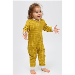 Комбинезон на молнии с начёсом Горчичная клетка арт. КНМ-128