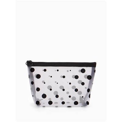 Косметичка DOTs, с рисунком, сетка, на молнии, белая
