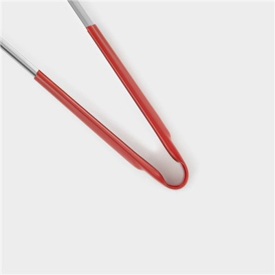 Щипцы кухонные Доляна «Яркость», 28.5×4.5 см, нержавеющая сталь, 201 марка стали, красные