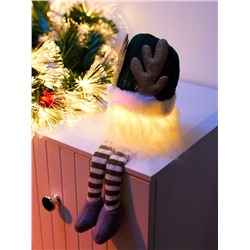 Фигура текстиль «Гном зеленая шапочка» 33 см, 1 LED, от батареек AG10×3, свечение тёплое белое