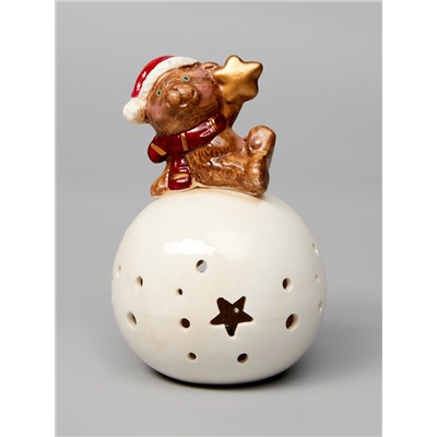 Светодиодная фигура «Медвежонок на шаре», 13.2×8.8×8.8 см, 1 LED, керамика, от батареек LR44×3, тёплый белый свет