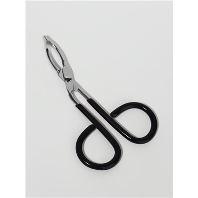 Пинцет в форме ножниц, прорезиненные ручки, 8 см, чёрный, серебристый