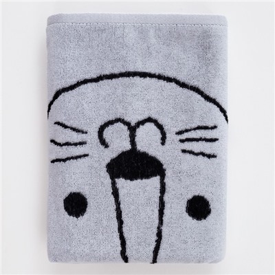 Полотенце махровое «Этель.Тигруля», 70×130 см, хлопок 100%, чёрно-белое