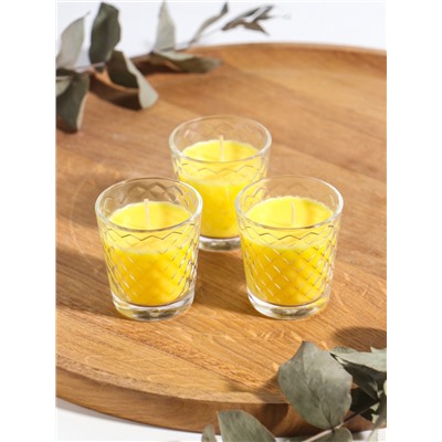 Ароматическая свеча в стакане, набор 3 шт., по 50 мл, 10 ч, 32 г, сочный манго