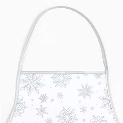 Кухонный набор «Доляна. Снежинки»: серебро, прихватка 17×17 см, варежка 26×16 см, фартук 70×80 см, 100% п/э