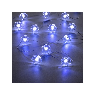 Гирлянда «Нить» 2 м роса с насадками «Цветок», IP20, серебристая нить, 20 LED, 2 режима, батарейки ААх2 (нет в комплекте), свечение белое