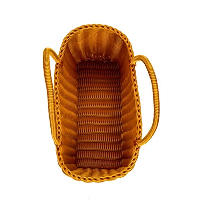 Корзина плетёная для хранения, 35×22×21 см, ручка h=17 см, пластиковая, коричневая