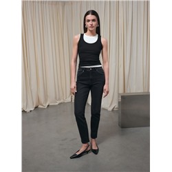 Актуальная коллекция CONTE CON-790 Чёрные джинсы slim с эффектом потёртостей из eco-friendly денима