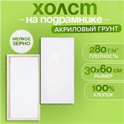 Холст на подрамнике хлопок 100% акрил грунт 1.6×30×60 см м/з 280 г/м²