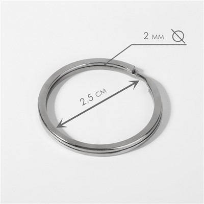 Кольцо для брелока, d=30 мм, набор 100 шт., плоское, металл под серебро