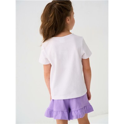 Комплект трикотажный для девочек: фуфайка (футболка), шорты