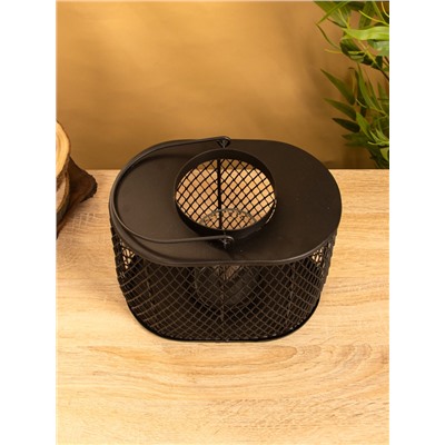 Подсвечник фонарь со стеклянной колбой, 19.5×23×15.5 см, d=10 см, металл, чёрный