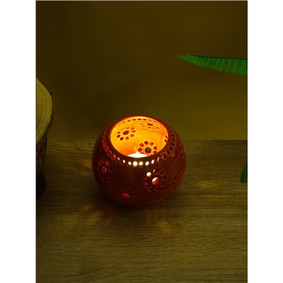 Подсвечник «Шар», 9×9×7 см, керамика, красный