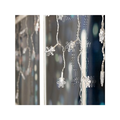 Гирлянда «Бахрома» 1.8×0.5 м с насадками «Снежинки», IP20, прозрачная нить, 48 LED, свечение мульти (RG/RB), мигание, 220 В