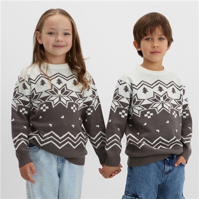 Свитер вязаный новогодний детский KAFTAN Scandinavia размер 30 (98-104 см), серый