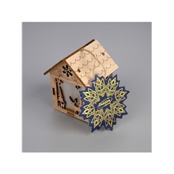 Ёлочная игрушка «Домик с оленем», 8×5×6 см, 1 LED, от батареек, свечение тёплое белое