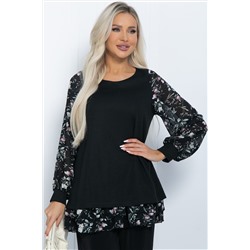 Блуза Хелли (черная/тюльпаны) Б11371