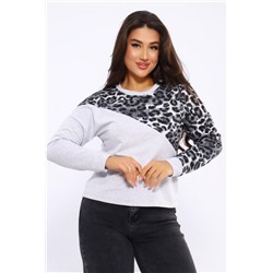 Женский свитшот леопард через плечо 2025-1 (Серый леопард)