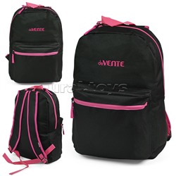 Рюкзак "Black" подростковый 40x29x17 см (14 л) 250 г, 1 отделение на молнии, 1 передний карман, черный с розовым