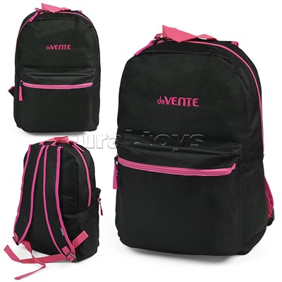 Рюкзак "Black" подростковый 40x29x17 см (14 л) 250 г, 1 отделение на молнии, 1 передний карман, черный с розовым