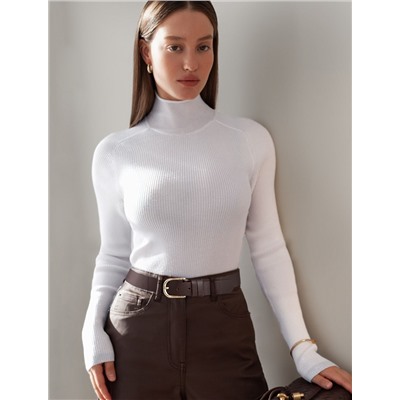 Свитер из вискозы в рубчик с прозрачным люрексом