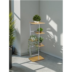 Подставка для цветов Greengo, 5 полок, 36×23×94 см, напольная, каркас металл, полки МДФ, белая