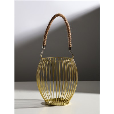 Подсвечник металл на 1 свечу «Корзина», d=10 см, бронза, 15×15×17 см