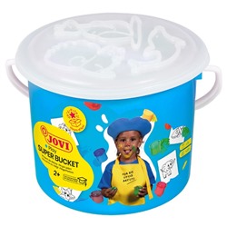 Краски пальчиковые, 5 цветов х 35 мл, JOVI "Super Bucket", яркие, ведерко, + 20 трафаретов-раскрасок, ДЛЯ МАЛЫШЕЙ