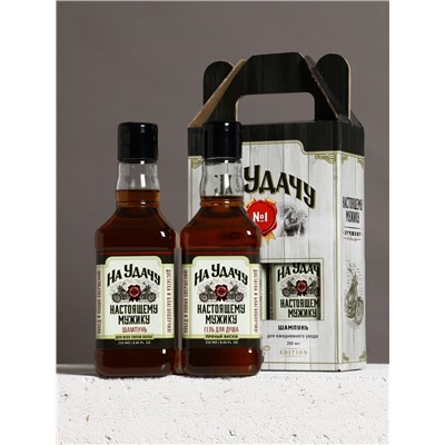 Подарочный набор «На удачу»: гель для душа и шампунь для волос виски, 2×250 мл, Чистое счастье