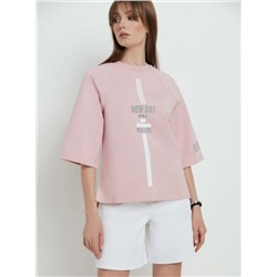 Джемпер женский CONTE Oversize-футболка из футера с удлиненной спинкой «New day» LD 1702