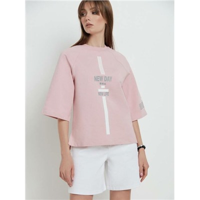 Джемпер женский CONTE Oversize-футболка из футера с удлиненной спинкой «New day» LD 1702