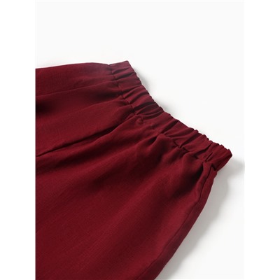 Шорты женские на резинке льняные MINAKU: Safari, бордовые, размер 42