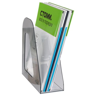 Лоток для бумаг вертикальный  90 мм Фаворит тонированный черный ЛТВ-30555 Стамм