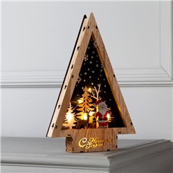 Светодиодная фигура «Дед Мороз и олень» 19×30×4.5 см, дерево, батарейки АААх2 (не в комплекте), свечение тёплое белое