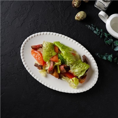 Блюдо овальное Magistro «Лакомка», 25×16×1.5 см, фарфор, цвет белый