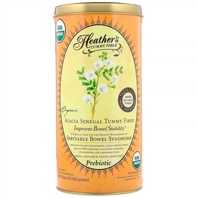 Heather's Tummy Care, Tummy Fiber, растворимая клетчатка органической сенегальской акации, 453 г (16 унций)